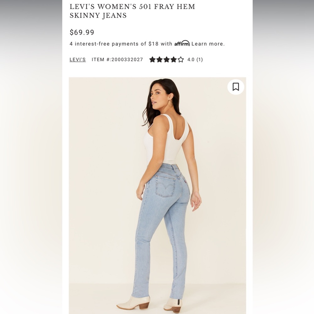 Women’s Levis 501 Skinny